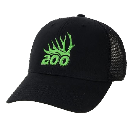 200 Black mesh Snapback with Green logo