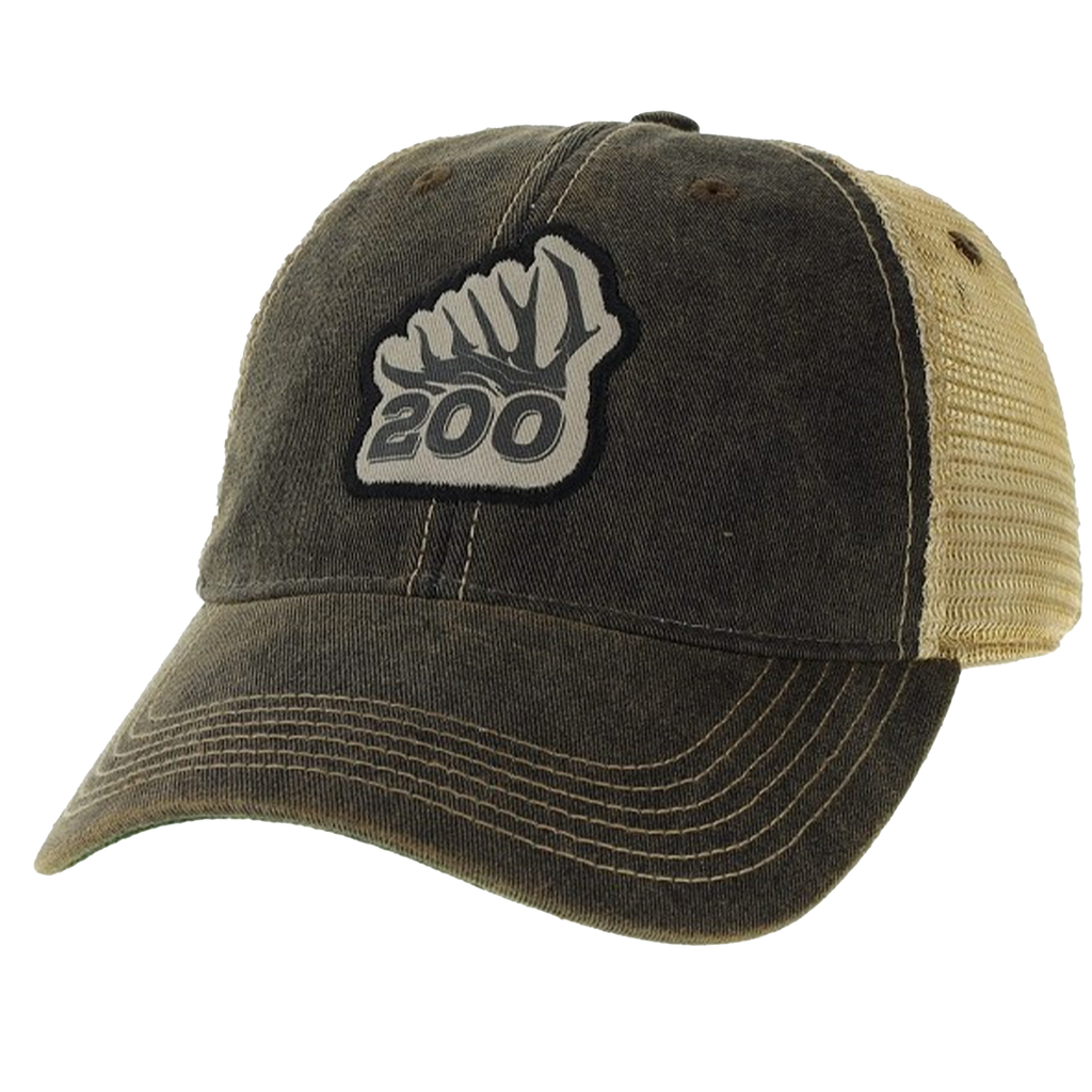 200 Faded Black - Tan mesh hat with 200 patch. - Team 200